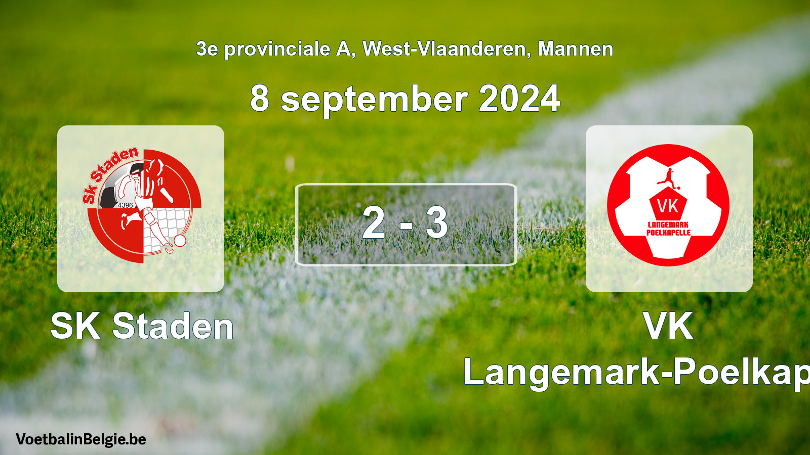 Gespeelde wedstrijd mannenvoetbal: SK Staden - VK Langemark-Poelkapelle 2 - 3 (8 september 2024)