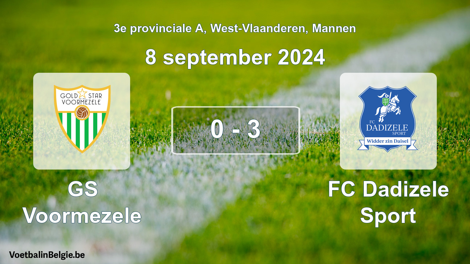 Gespeelde wedstrijd mannenvoetbal: GS Voormezele - FC Dadizele Sport 0 - 3 (8 september 2024)
