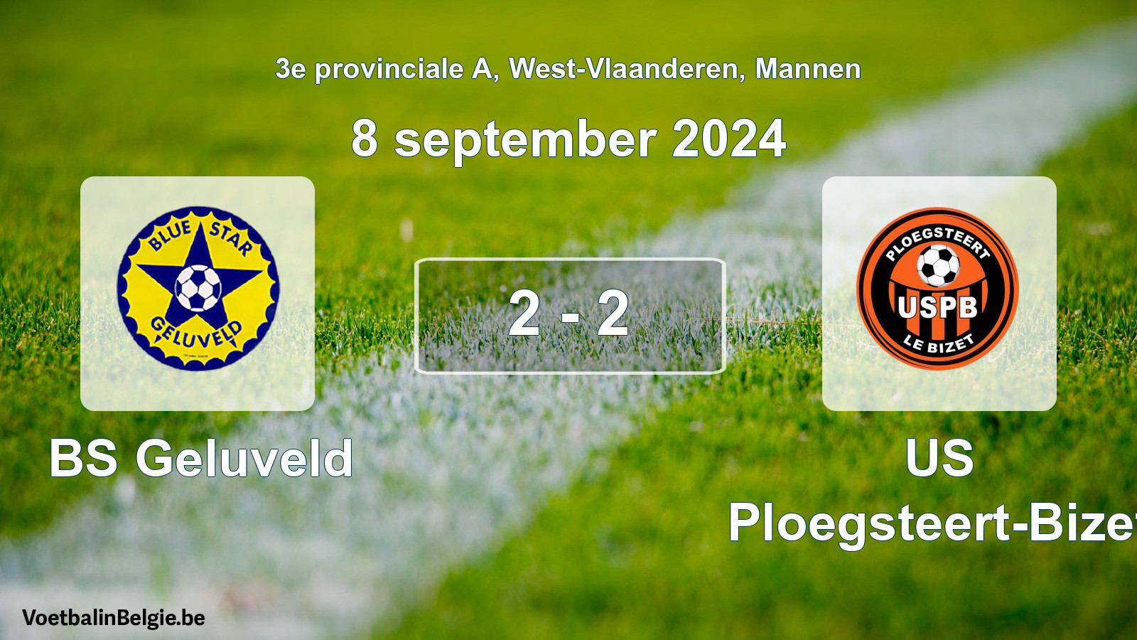 Gespieltes Spiel männer-Fußball: BS Geluveld - US Ploegsteert-Bizet 2 - 2 (8 September 2024)