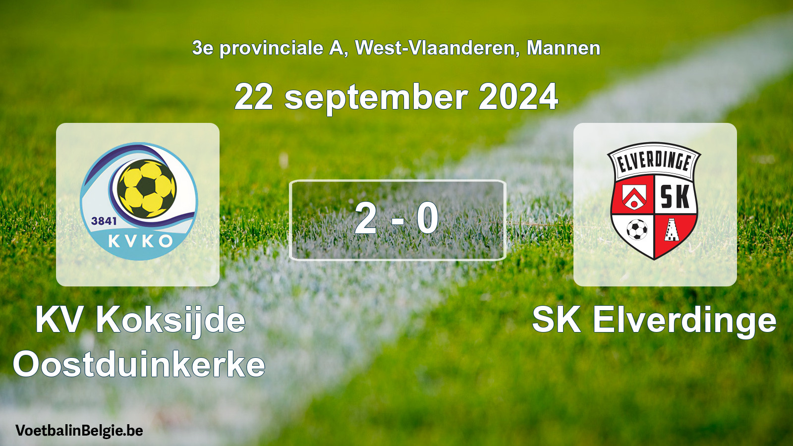 Gespeelde wedstrijd mannenvoetbal: KV Koksijde Oostduinkerke - SK Elverdinge 2 - 0 (22 september 2024)