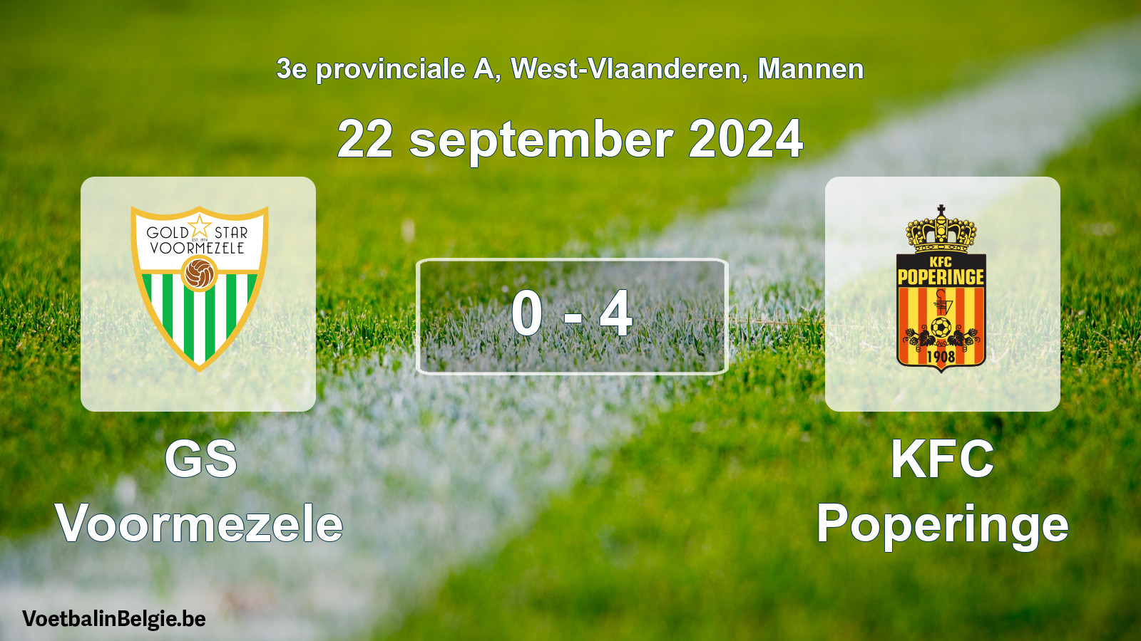 Match joué football hommes: GS Voormezele - KFC Poperinge 0 - 4 (22 septembre 2024)