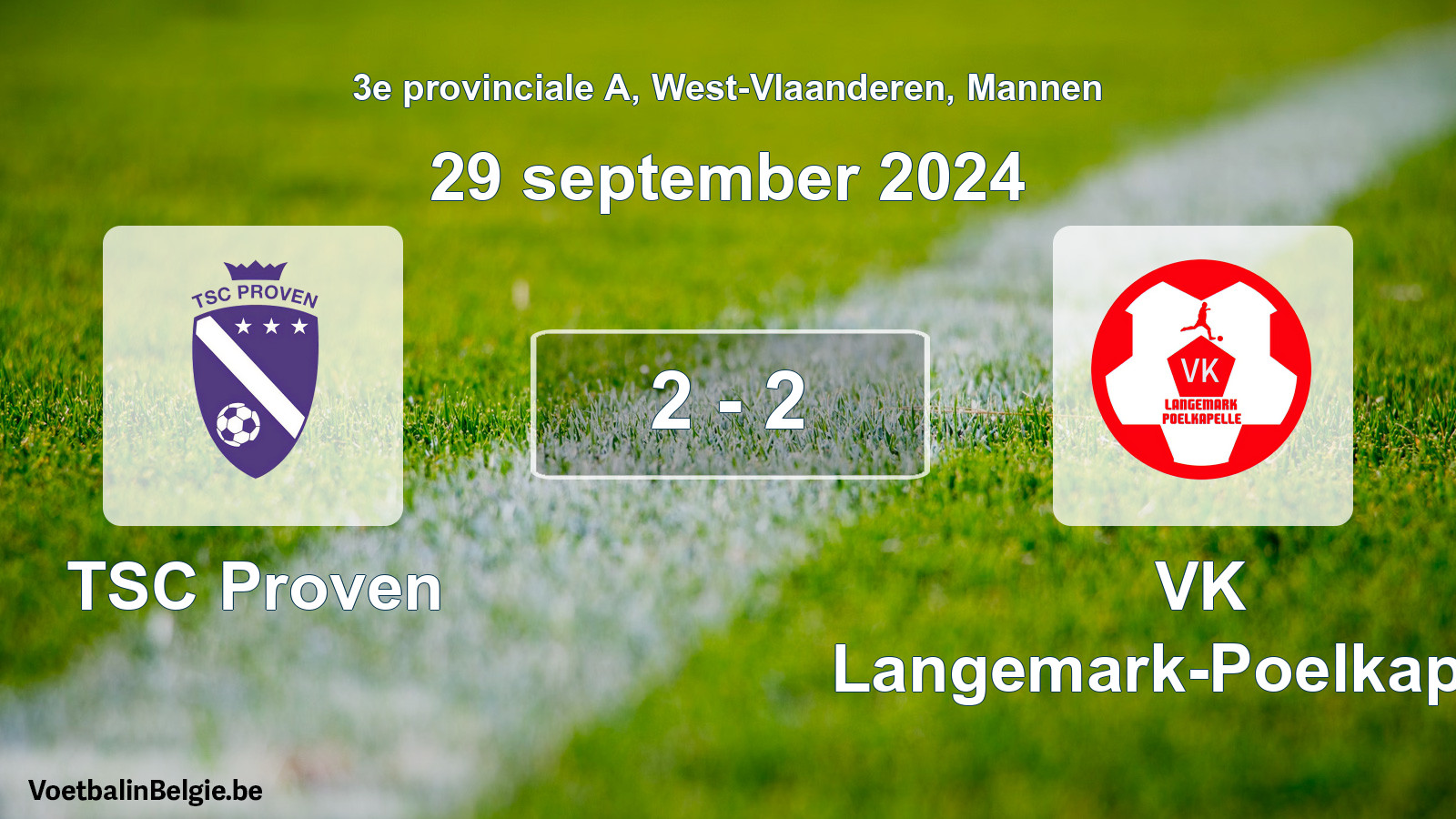 Gespeelde wedstrijd mannenvoetbal: TSC Proven - VK Langemark-Poelkapelle 2 - 2 (29 september 2024)