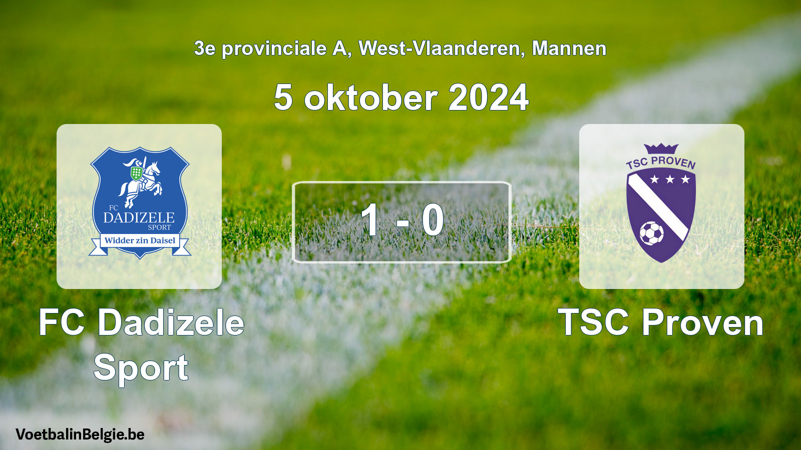 Gespeelde wedstrijd mannenvoetbal: FC Dadizele Sport - TSC Proven 1 - 0 (5 oktober 2024)