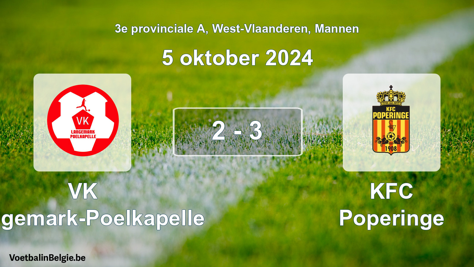 Gespeelde wedstrijd mannenvoetbal: VK Langemark-Poelkapelle - KFC Poperinge 2 - 3 (5 oktober 2024)