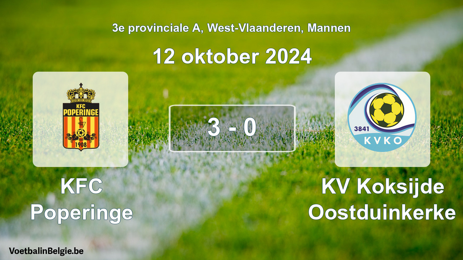 Gespeelde wedstrijd mannenvoetbal: KFC Poperinge - KV Koksijde Oostduinkerke 3 - 0 (12 oktober 2024)