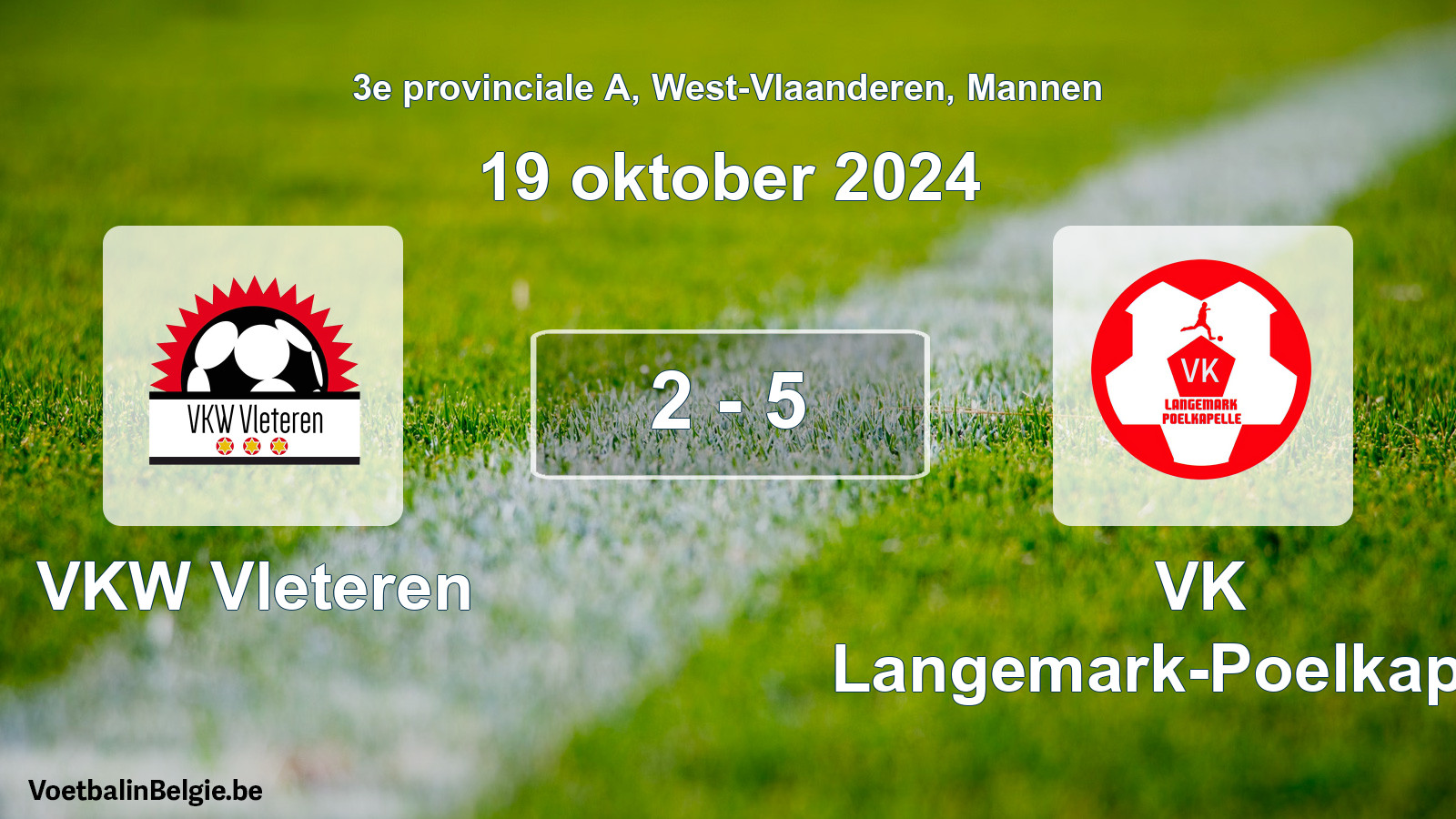 Gespeelde wedstrijd mannenvoetbal: VKW Vleteren - VK Langemark-Poelkapelle 2 - 5 (19 oktober 2024)