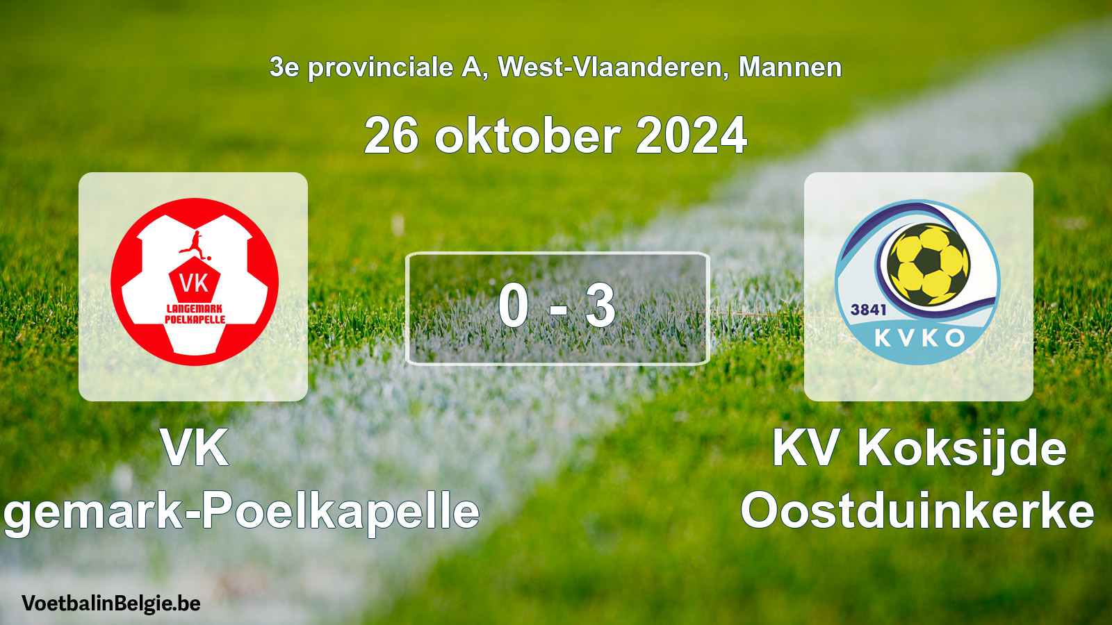 Gespeelde wedstrijd mannenvoetbal: VK Langemark-Poelkapelle - KV Koksijde Oostduinkerke 0 - 3 (26 oktober 2024)