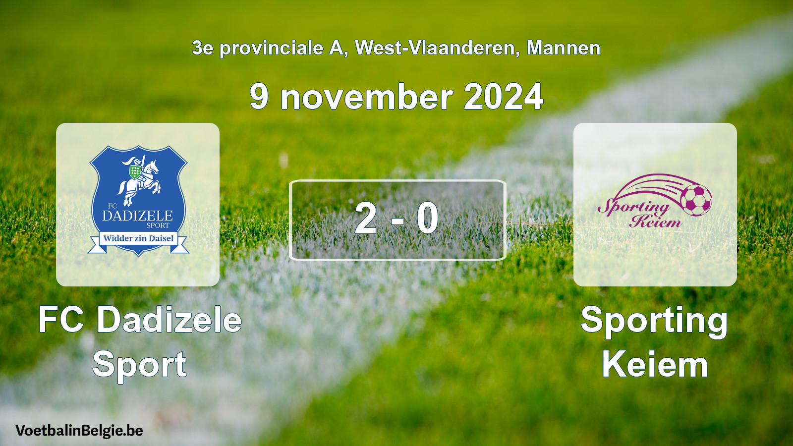Gespeelde wedstrijd mannenvoetbal: FC Dadizele Sport - Sporting Keiem 2 - 0 (9 november 2024)