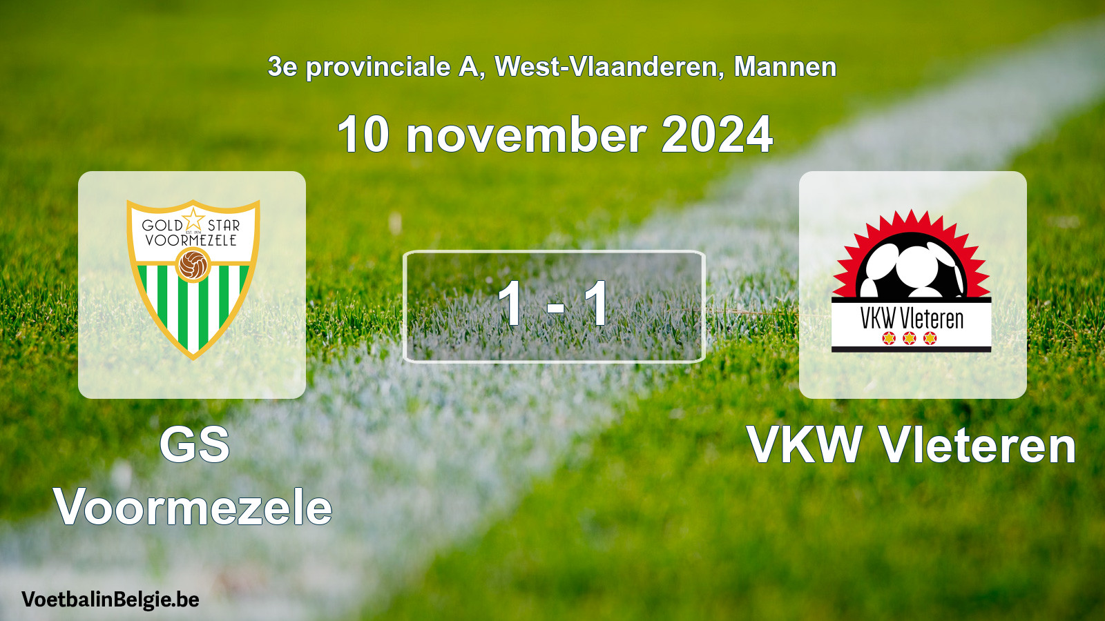 Gespeelde wedstrijd mannenvoetbal: GS Voormezele - VKW Vleteren 1 - 1 (10 november 2024)