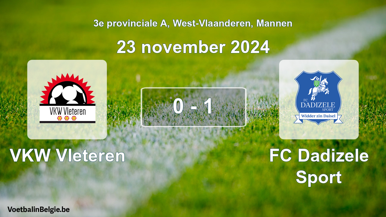 Gespeelde wedstrijd mannenvoetbal: VKW Vleteren - FC Dadizele Sport 0 - 1 (23 november 2024)