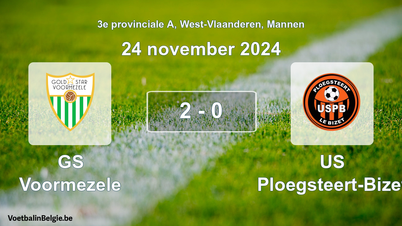 Gespeelde wedstrijd mannenvoetbal: GS Voormezele - US Ploegsteert-Bizet 2 - 0 (24 november 2024)