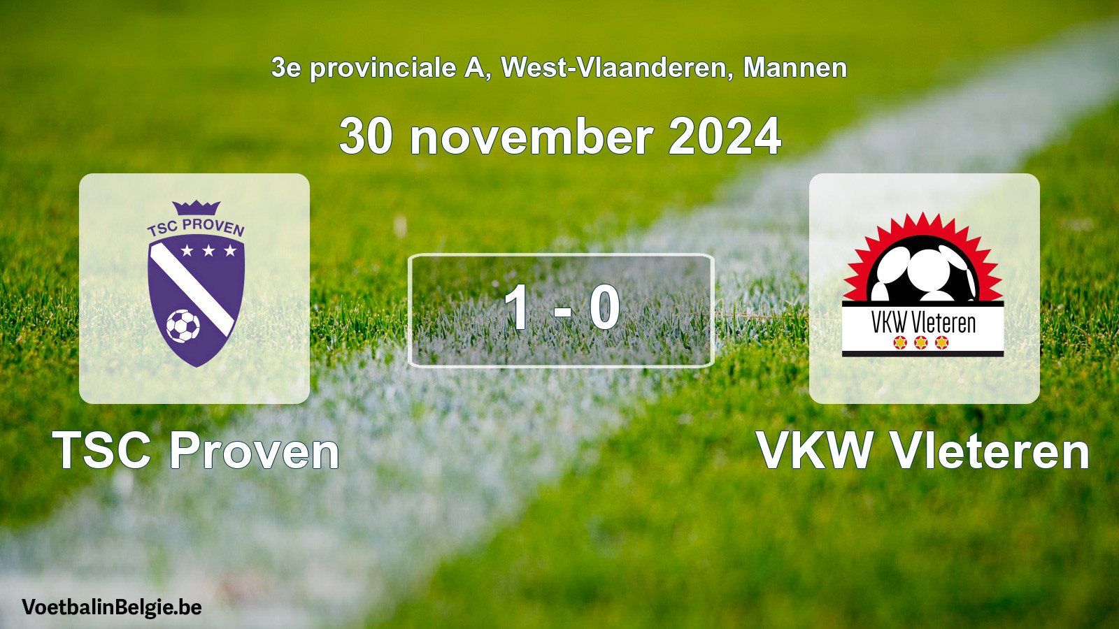 Gespeelde wedstrijd mannenvoetbal: TSC Proven - VKW Vleteren 1 - 0 (30 november 2024)