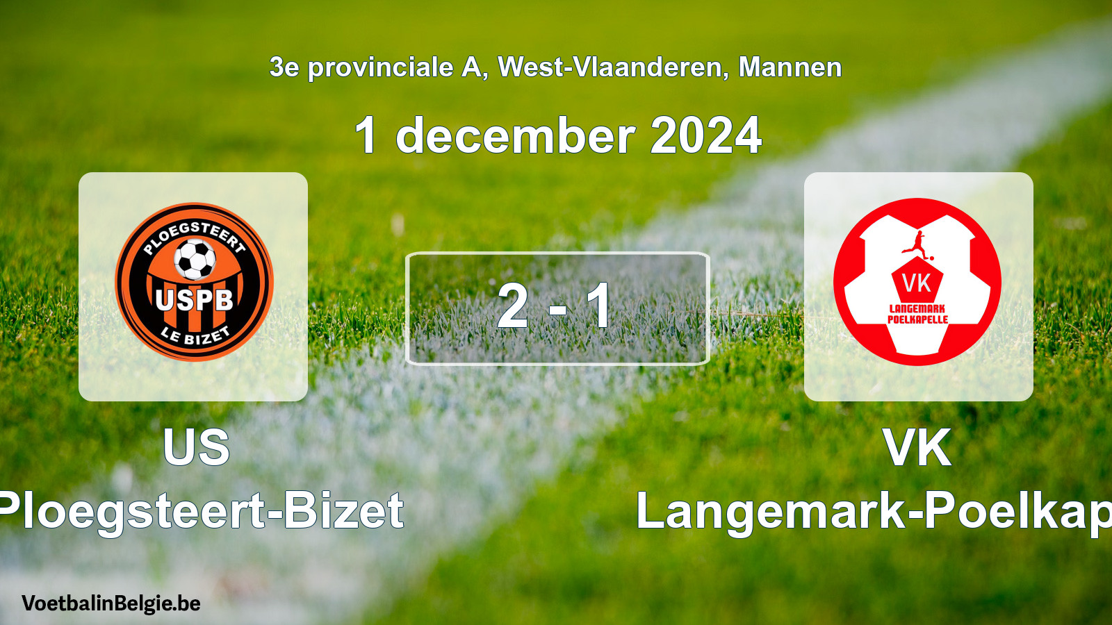 Gespeelde wedstrijd mannenvoetbal: US Ploegsteert-Bizet - VK Langemark-Poelkapelle 2 - 1 (1 december 2024)