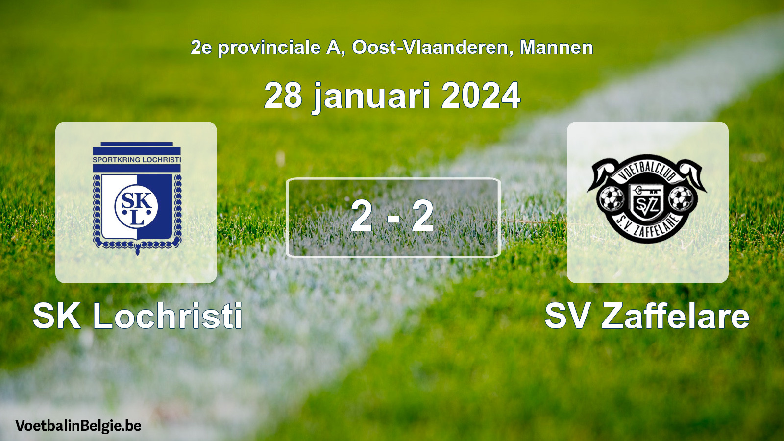 Gespeelde wedstrijd mannenvoetbal: SK Lochristi - SV Zaffelare 2 - 2 (28 januari 2024)
