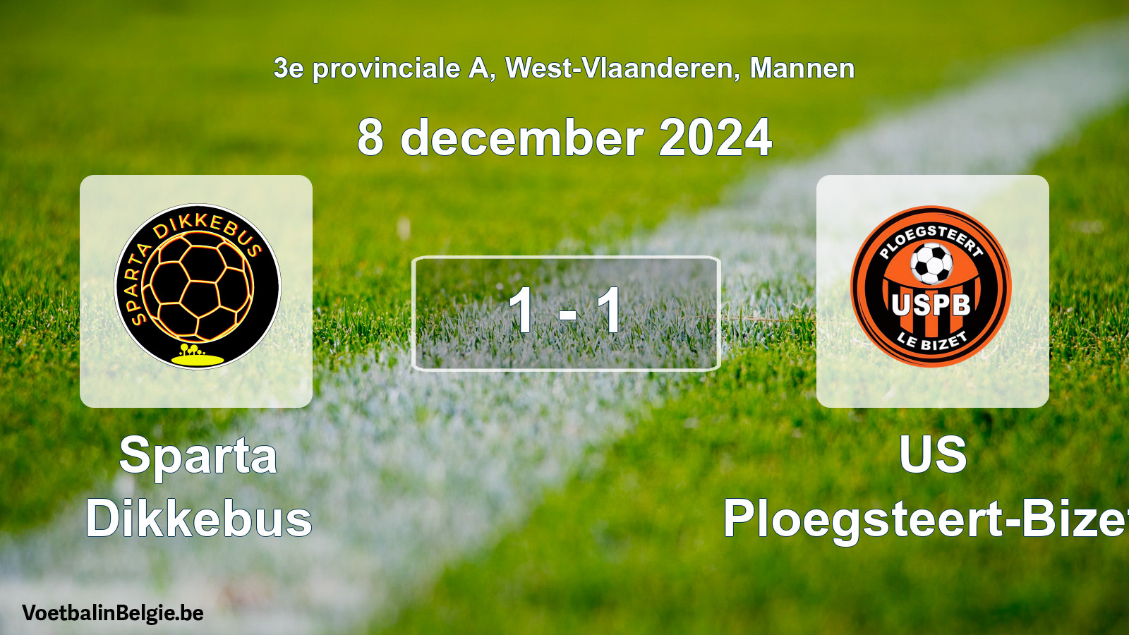 Gespeelde wedstrijd mannenvoetbal: Sparta Dikkebus - US Ploegsteert-Bizet 1 - 1 (8 december 2024)