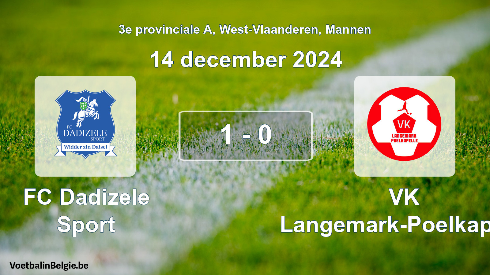 Gespeelde wedstrijd mannenvoetbal: FC Dadizele Sport - VK Langemark-Poelkapelle 1 - 0 (14 december 2024)