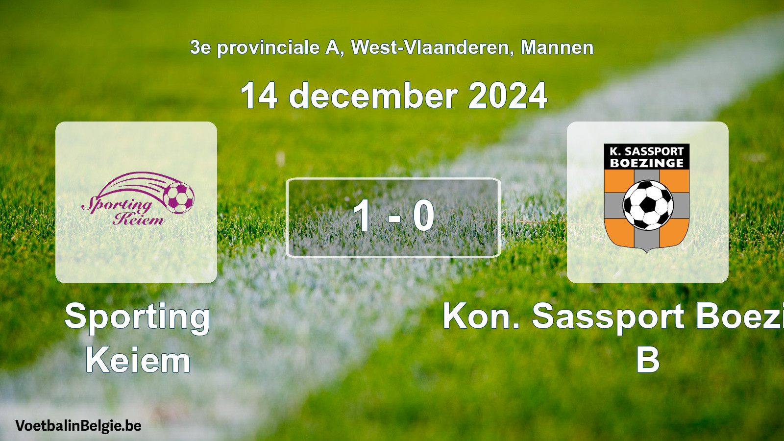 Gespeelde wedstrijd mannenvoetbal: Sporting Keiem - Kon. Sassport Boezinge B 1 - 0 (14 december 2024)