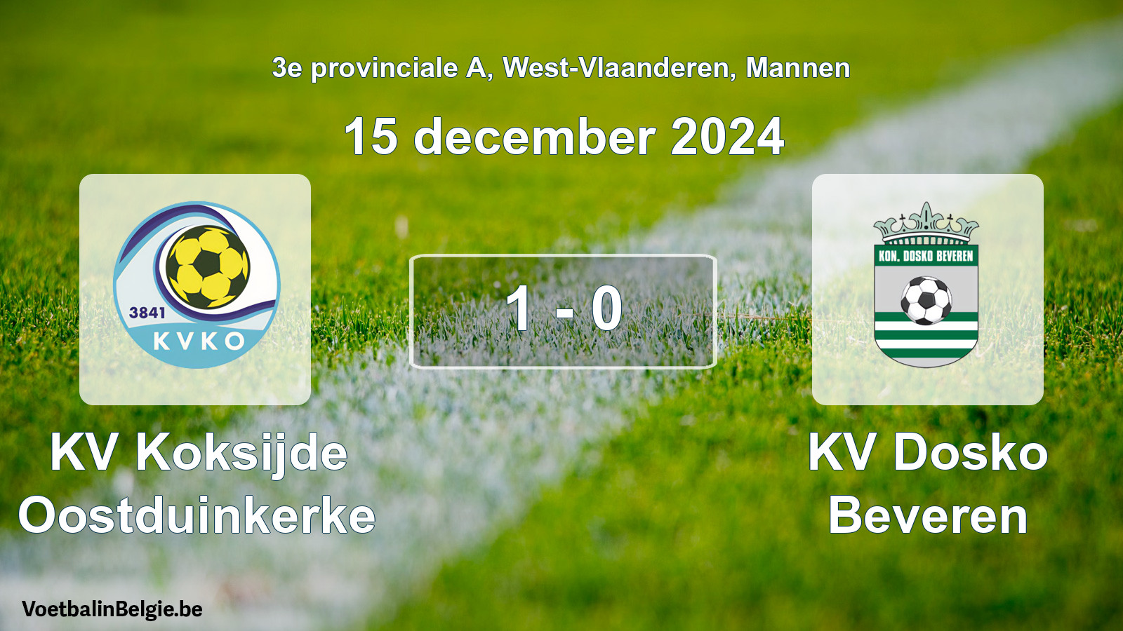Gespeelde wedstrijd mannenvoetbal: KV Koksijde Oostduinkerke - KV Dosko Beveren 1 - 0 (15 december 2024)
