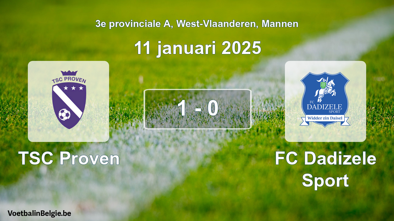 Gespeelde wedstrijd mannenvoetbal: TSC Proven - FC Dadizele Sport 1 - 0 (11 januari 2025)