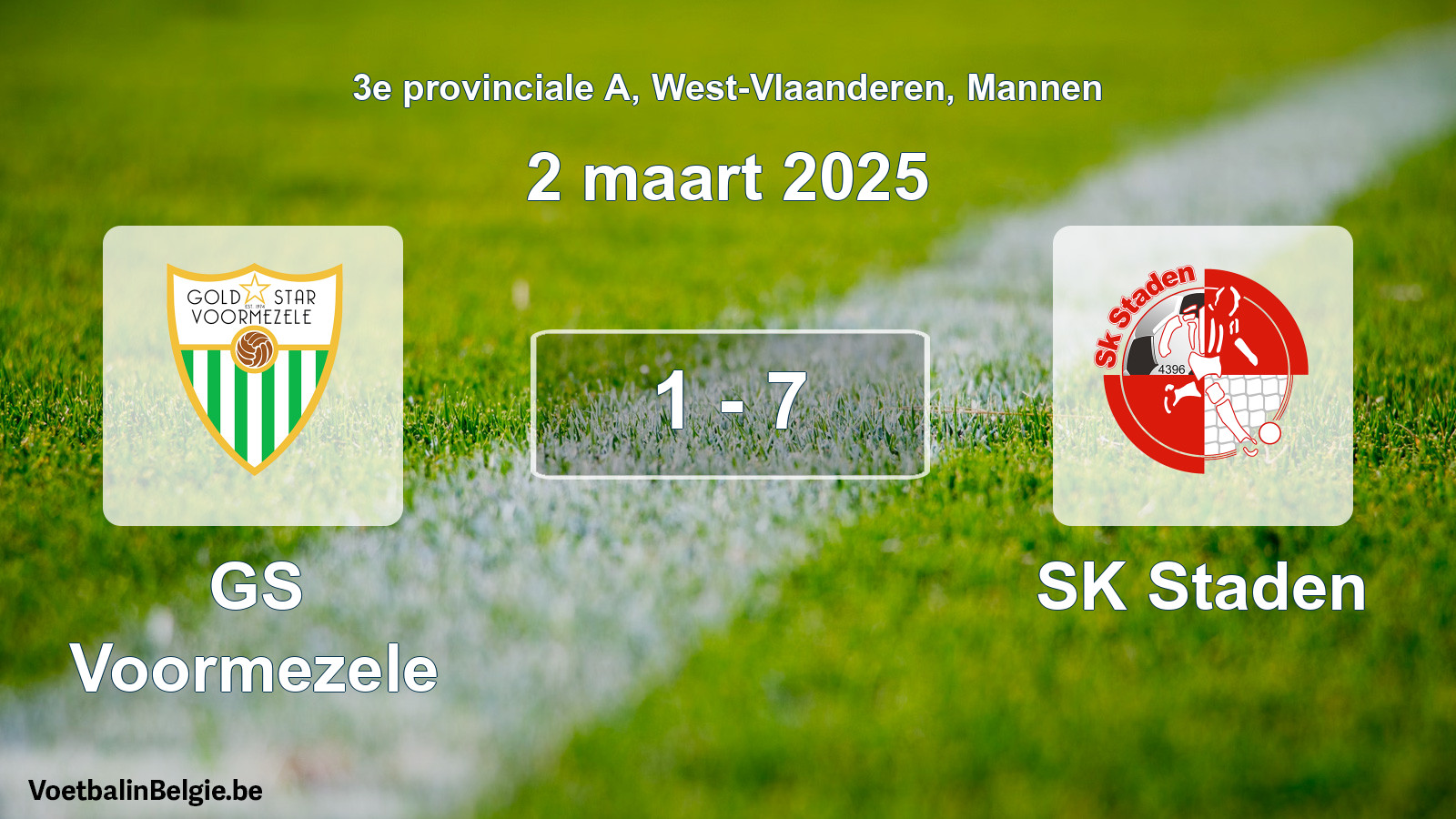 Played match men football: GS Voormezele - SK Staden 1 - 7 (2 March 2025)