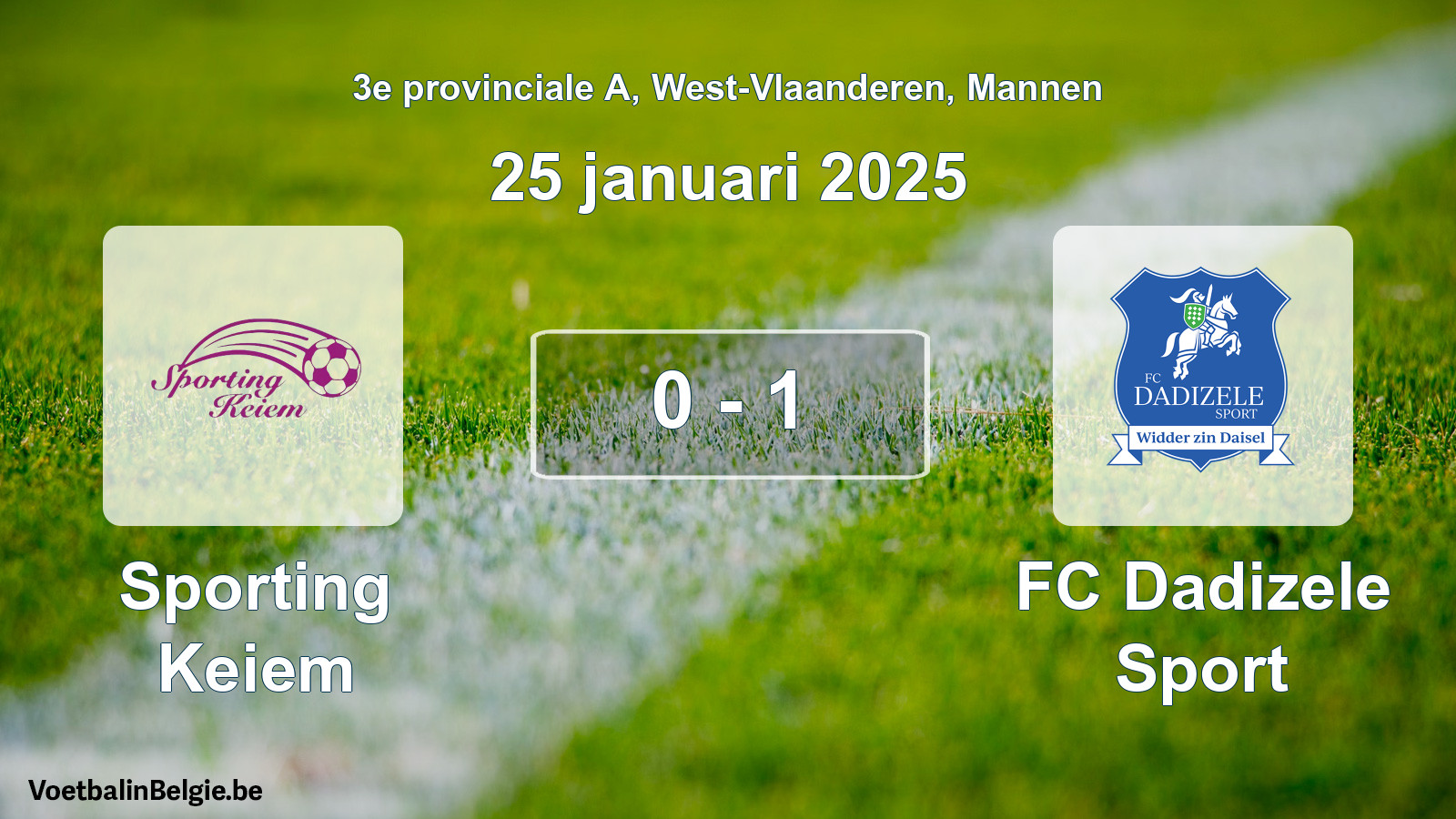 Gespeelde wedstrijd mannenvoetbal: Sporting Keiem - FC Dadizele Sport 0 - 1 (25 januari 2025)