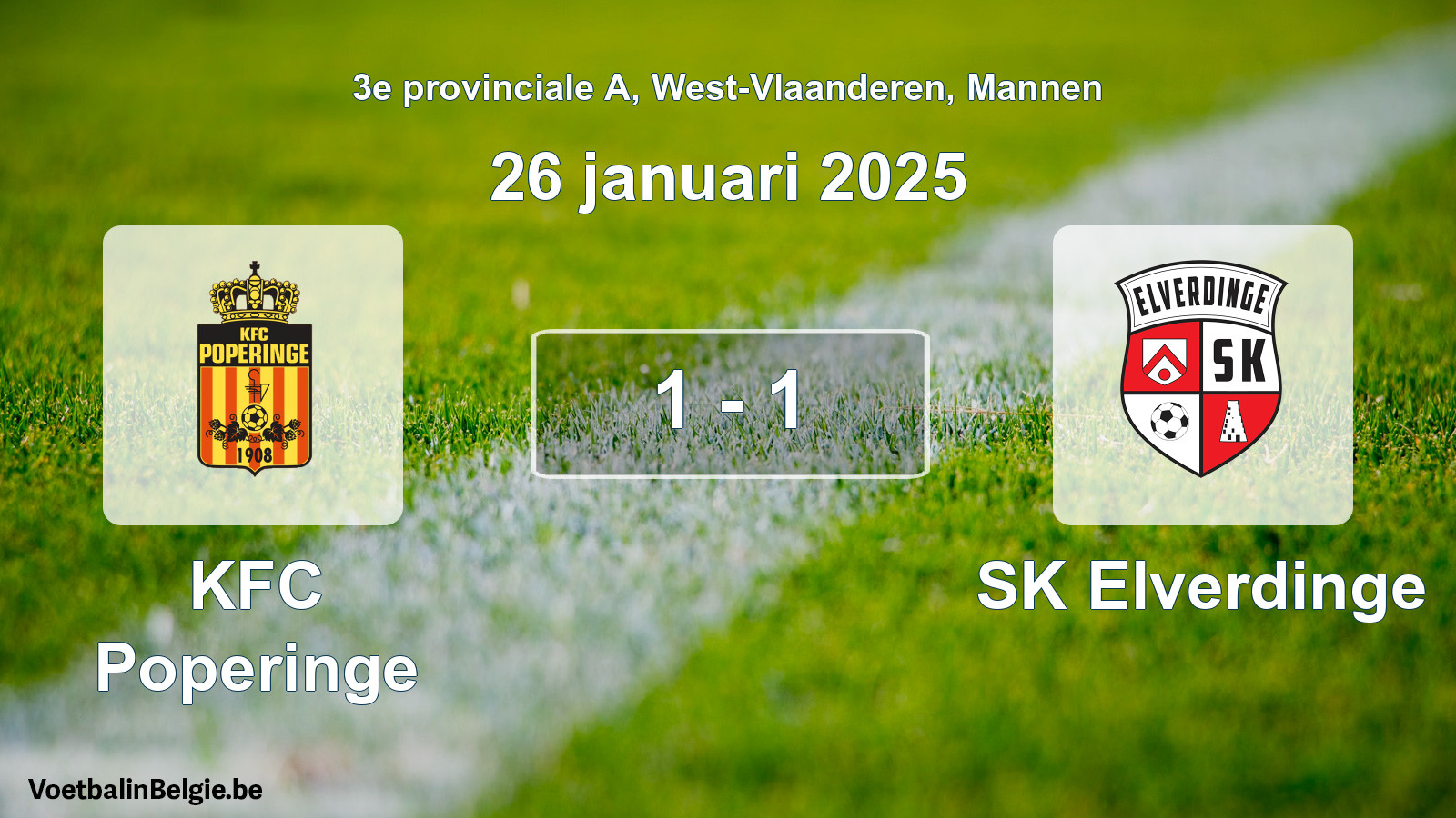 Gespeelde wedstrijd mannenvoetbal: KFC Poperinge - SK Elverdinge 1 - 1 (26 januari 2025)