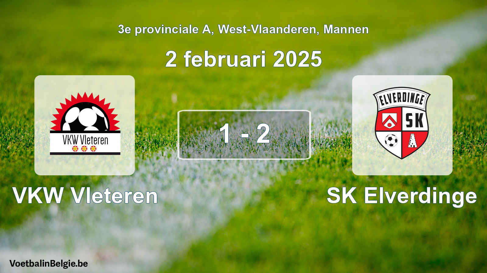 Gespeelde wedstrijd mannenvoetbal: VKW Vleteren - SK Elverdinge 1 - 2 (2 februari 2025)
