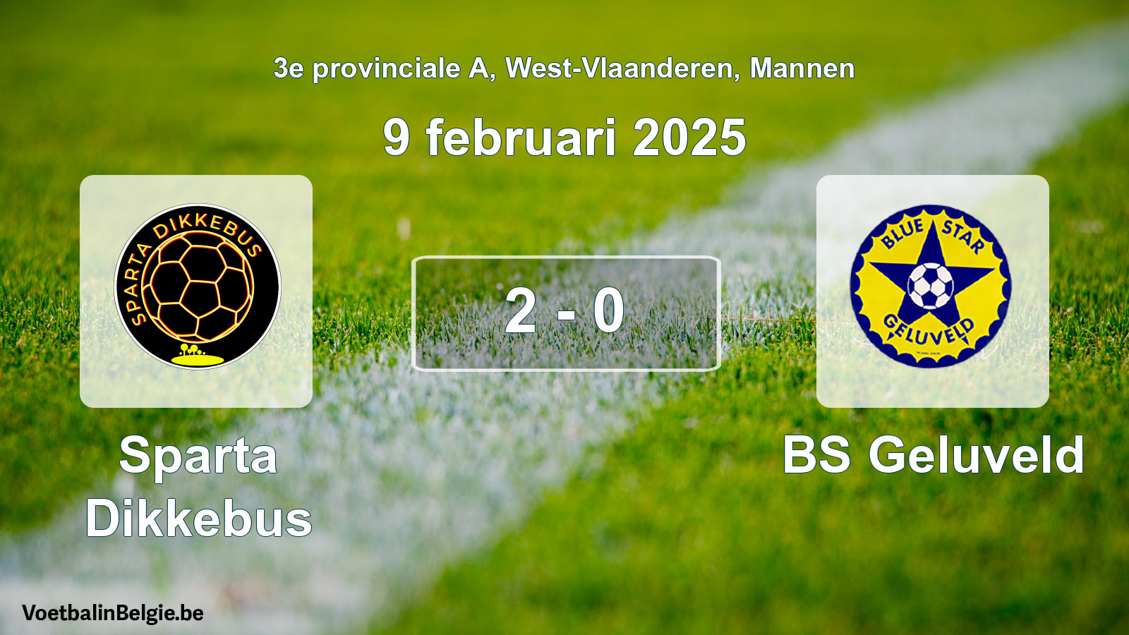 Gespeelde wedstrijd mannenvoetbal: Sparta Dikkebus - BS Geluveld 2 - 0 (9 februari 2025)