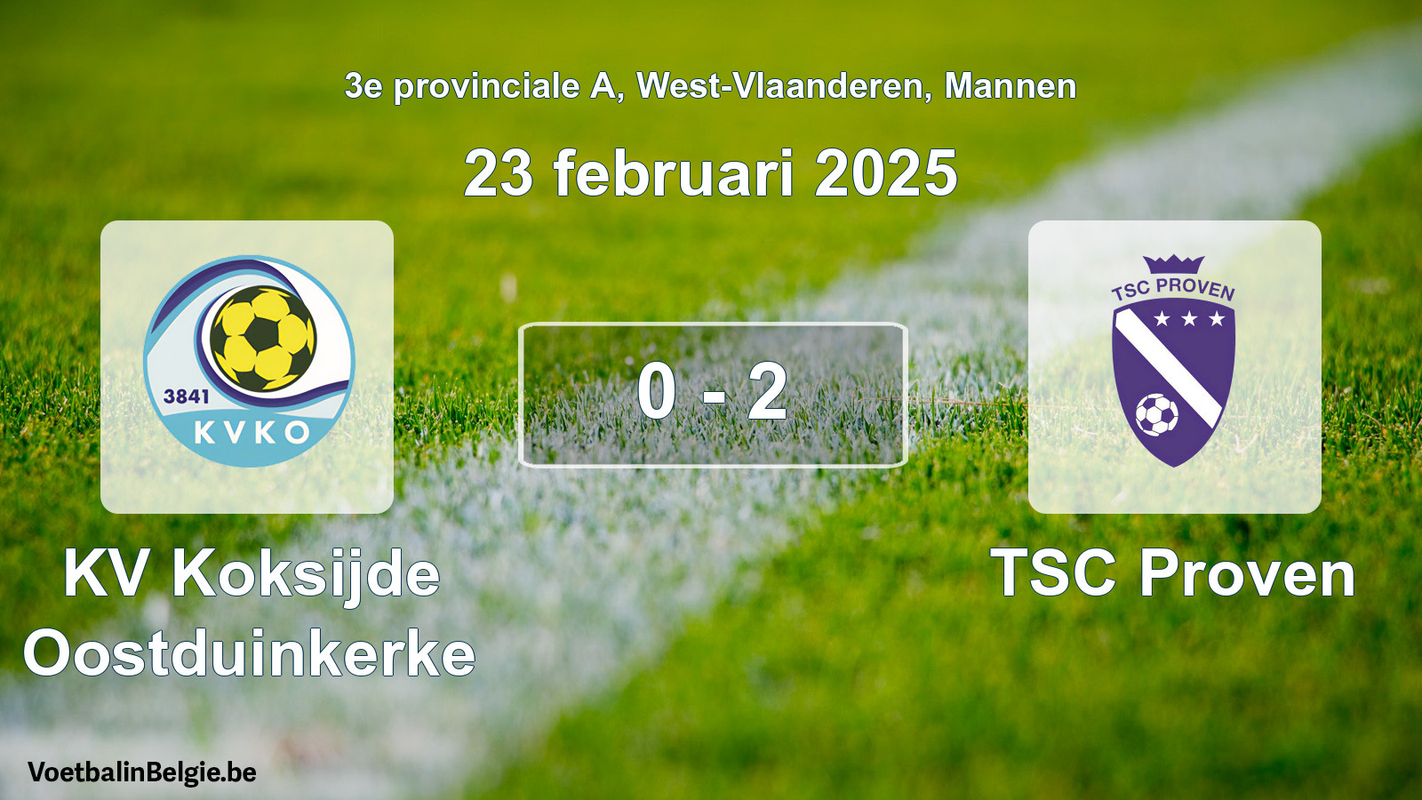 Gespeelde wedstrijd mannenvoetbal: KV Koksijde Oostduinkerke - TSC Proven 0 - 2 (23 februari 2025)