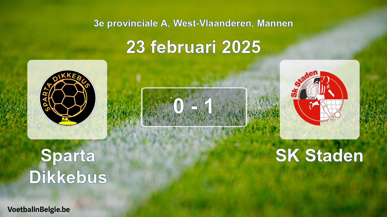Gespeelde wedstrijd mannenvoetbal: Sparta Dikkebus - SK Staden 0 - 1 (23 februari 2025)