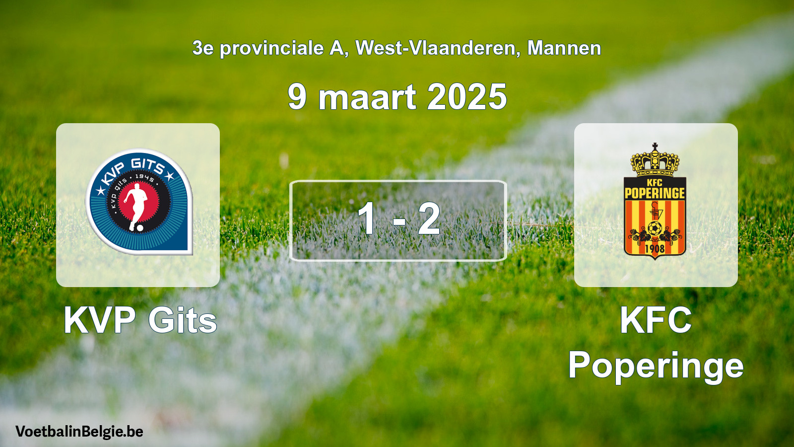 Gespeelde wedstrijd mannenvoetbal: KVP Gits - KFC Poperinge 1 - 2 (9 maart 2025)