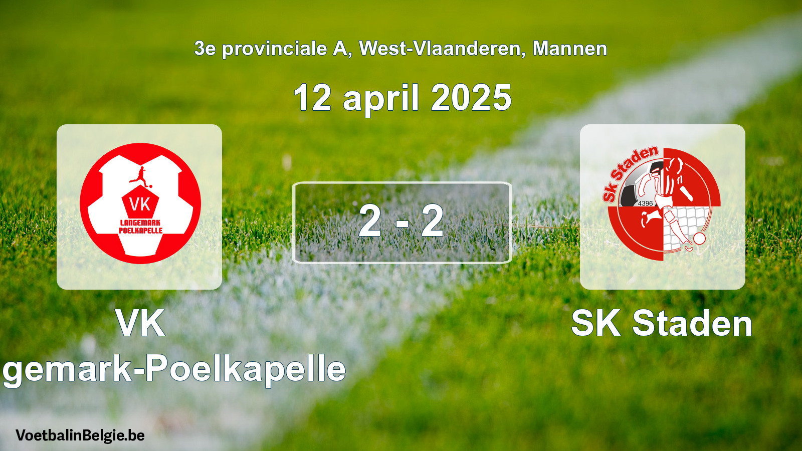 Gespeelde wedstrijd mannenvoetbal: VK Langemark-Poelkapelle - SK Staden 2 - 2 (12 april 2025)