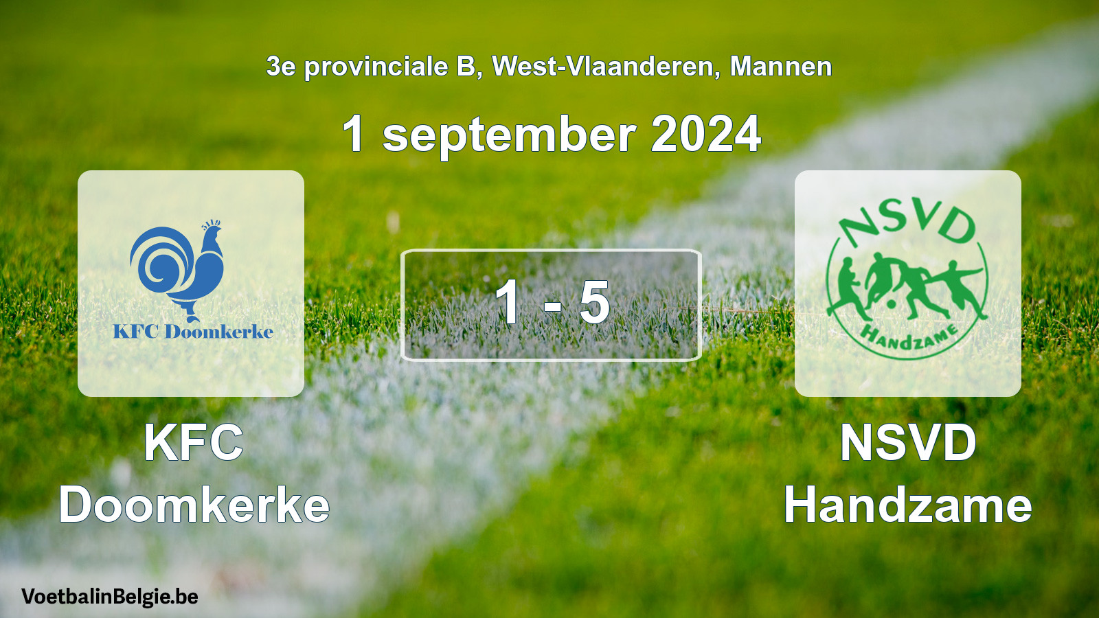 Gespeelde wedstrijd mannenvoetbal: KFC Doomkerke - NSVD Handzame 1 - 5 (1 september 2024)