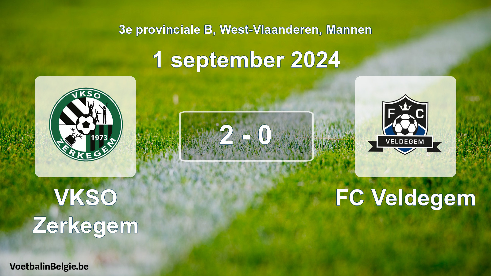 Played match men football: VKSO Zerkegem - FC Veldegem 2 - 0 (1 September 2024)