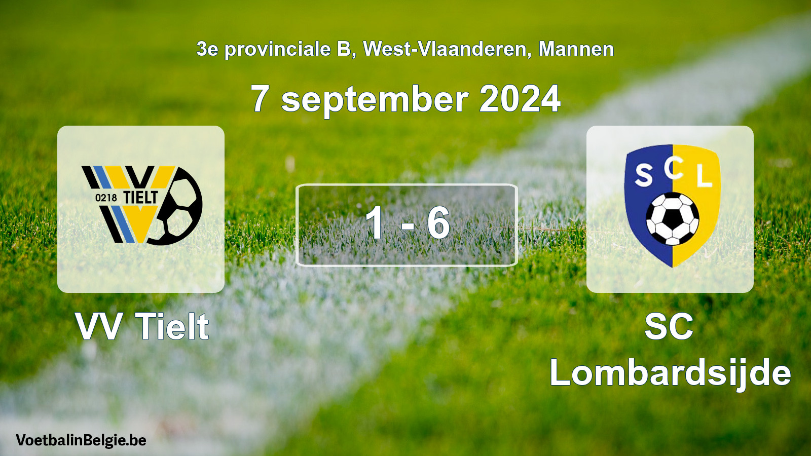 Gespeelde wedstrijd mannenvoetbal: VV Tielt - SC Lombardsijde 1 - 6 (7 september 2024)