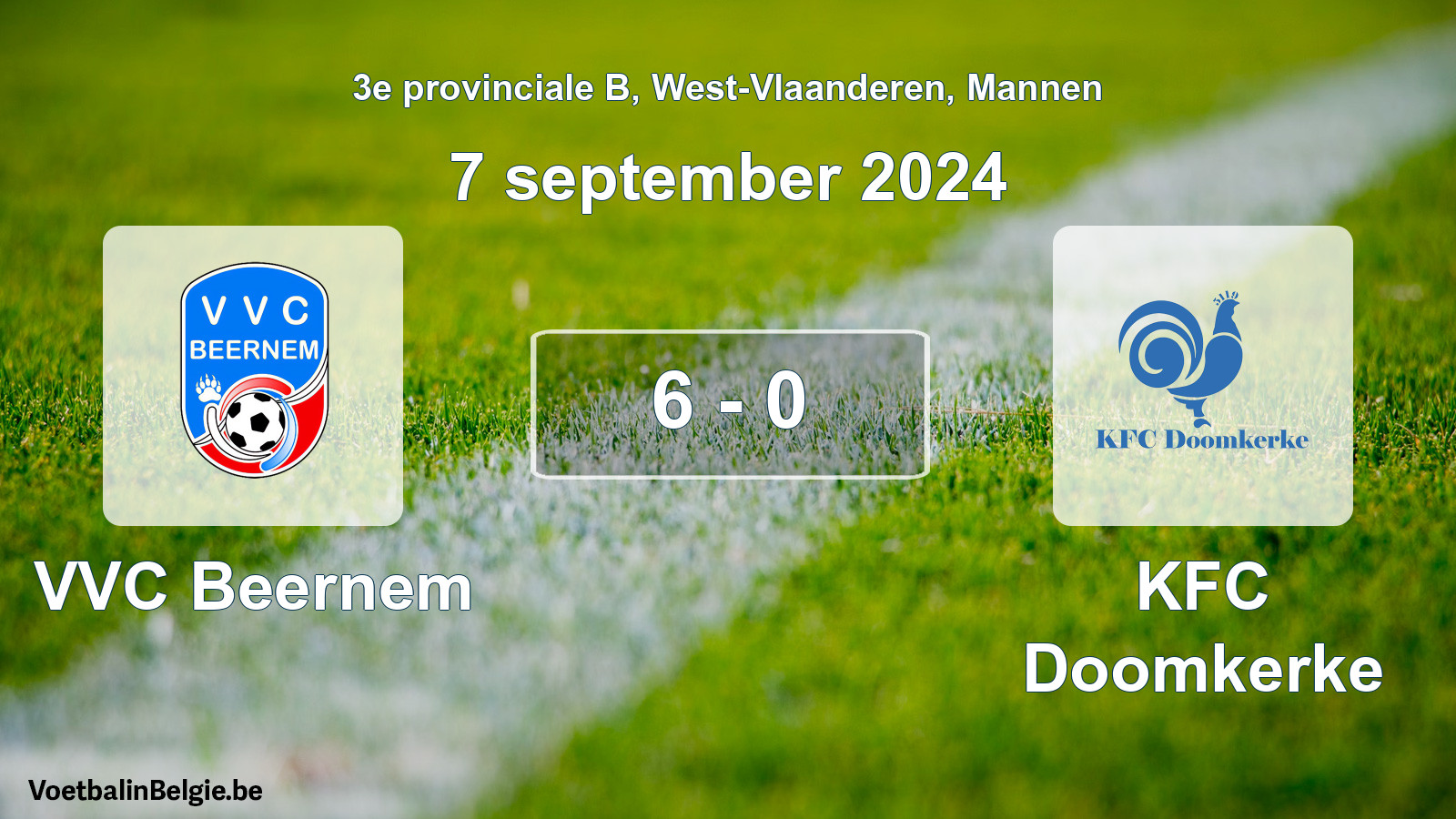 Gespeelde wedstrijd mannenvoetbal: VVC Beernem - KFC Doomkerke 6 - 0 (7 september 2024)