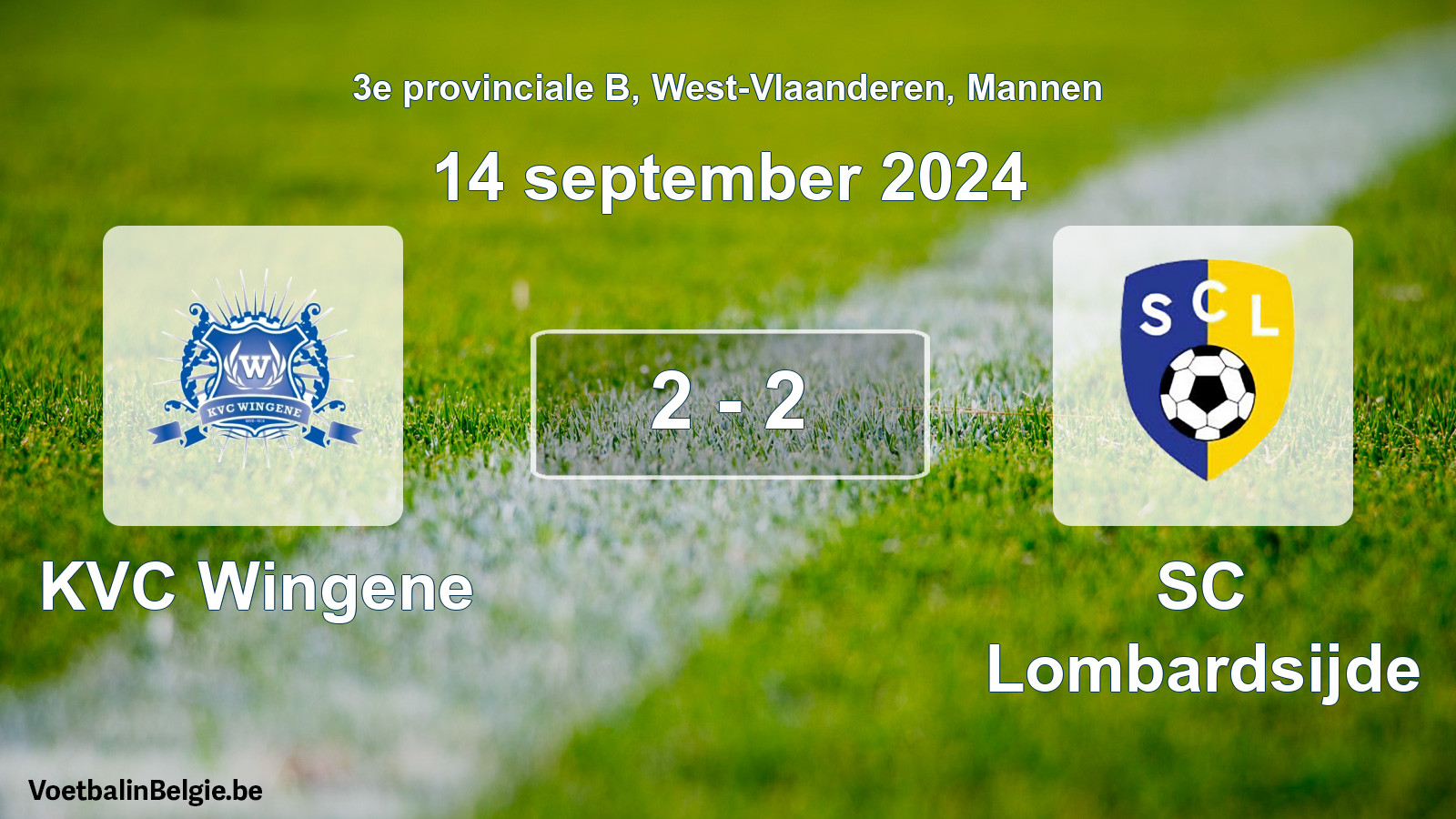 Gespeelde wedstrijd mannenvoetbal: KVC Wingene - SC Lombardsijde 2 - 2 (14 september 2024)
