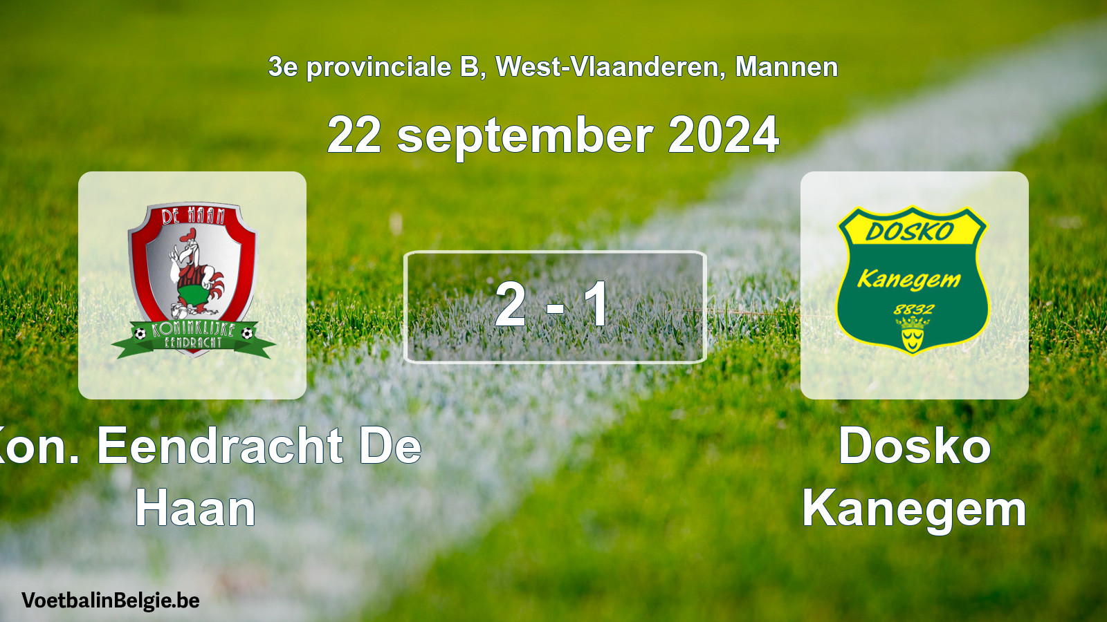 Gespeelde wedstrijd mannenvoetbal: Kon. Eendracht De Haan - Dosko Kanegem 2 - 1 (22 september 2024)