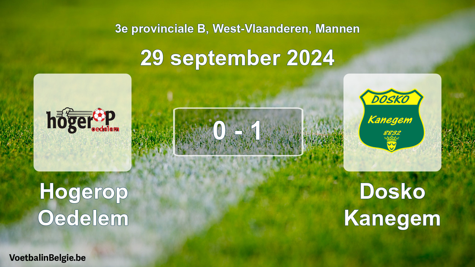 Gespeelde wedstrijd mannenvoetbal: Hogerop Oedelem - Dosko Kanegem 0 - 1 (29 september 2024)