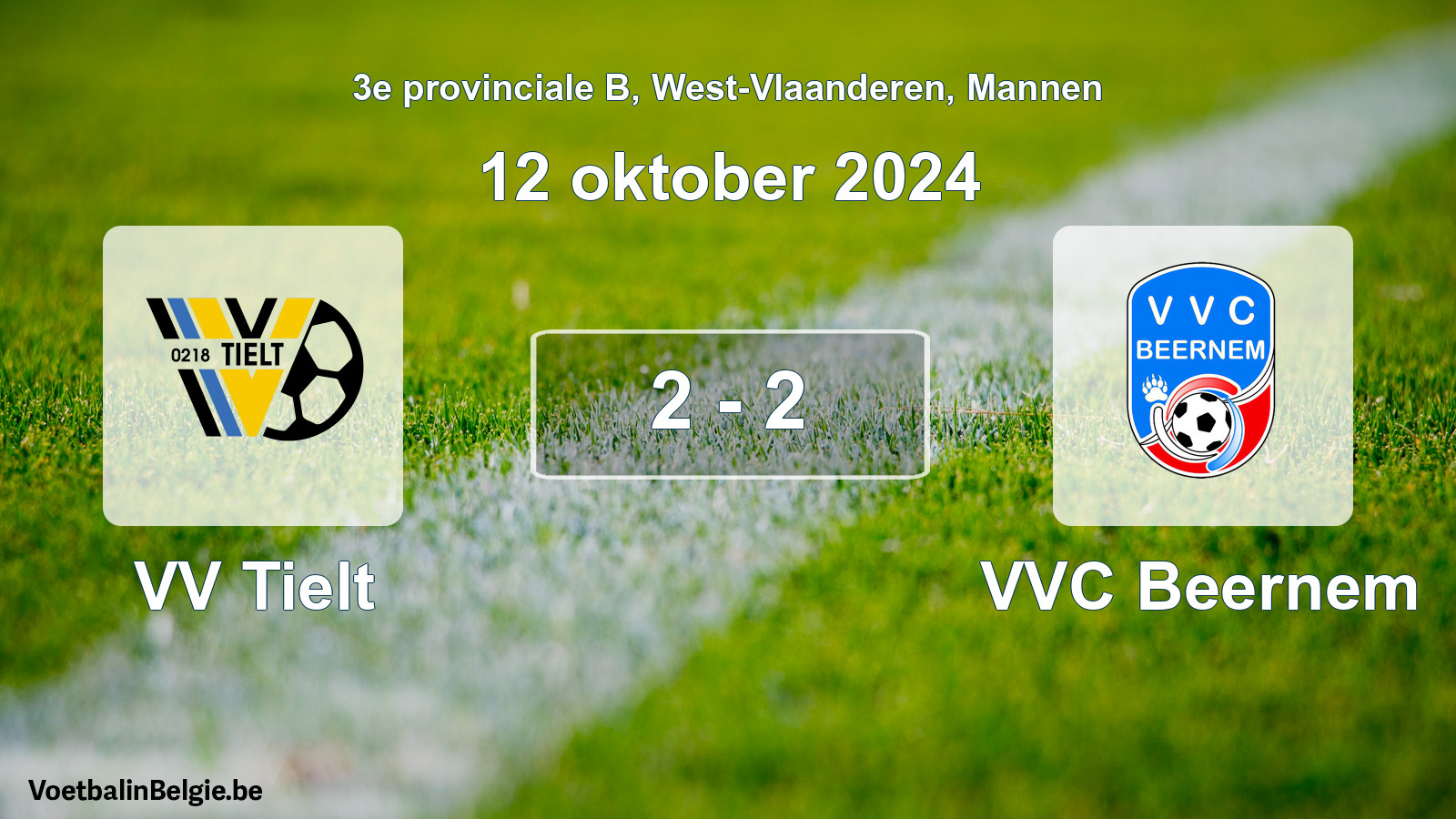 Gespeelde wedstrijd mannenvoetbal: VV Tielt - VVC Beernem 2 - 2 (12 oktober 2024)