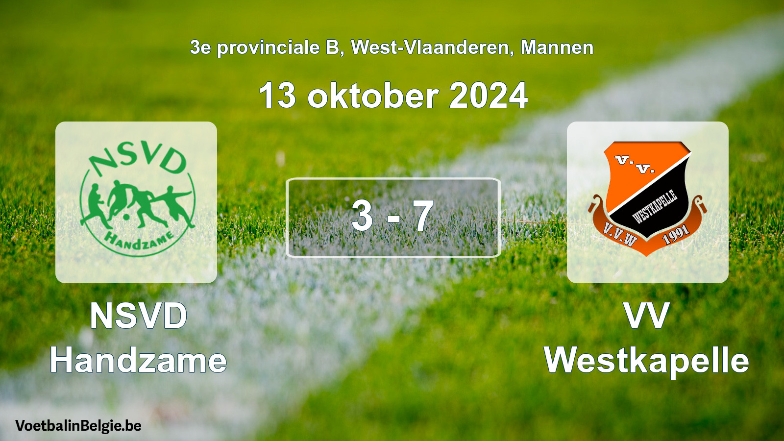 Gespeelde wedstrijd mannenvoetbal: NSVD Handzame - VV Westkapelle 3 - 7 (13 oktober 2024)