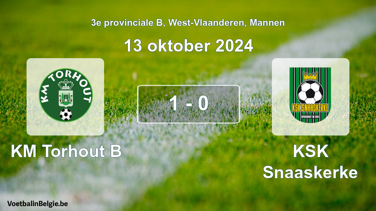 Gespeelde wedstrijd mannenvoetbal: KM Torhout B - KSK Snaaskerke 1 - 0 (13 oktober 2024)