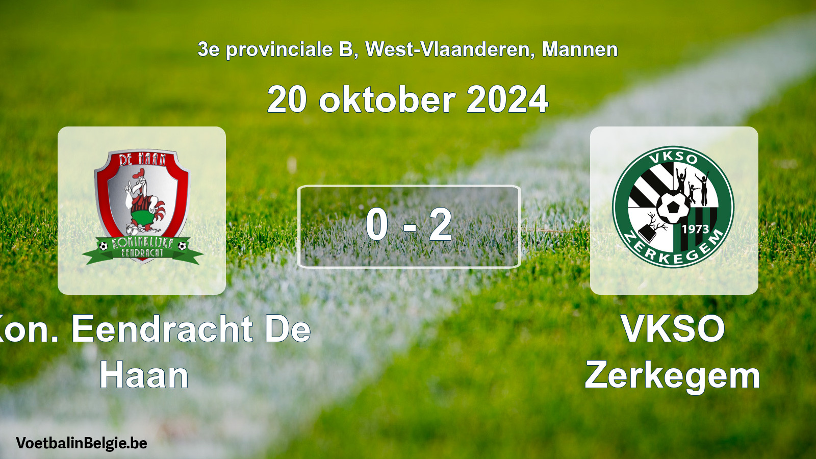 Gespeelde wedstrijd mannenvoetbal: Kon. Eendracht De Haan - VKSO Zerkegem 0 - 2 (20 oktober 2024)