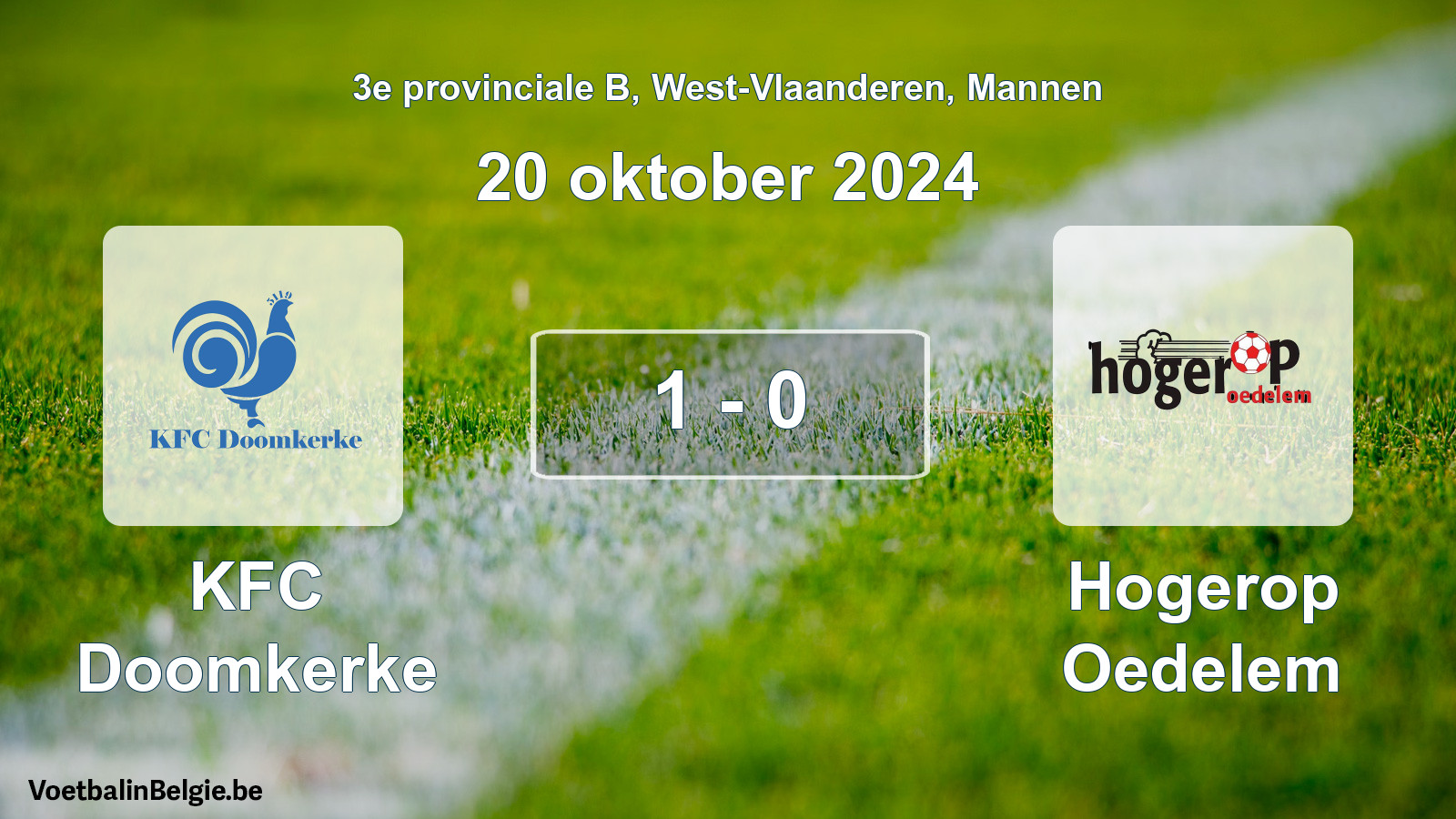 Gespeelde wedstrijd mannenvoetbal: KFC Doomkerke - Hogerop Oedelem 1 - 0 (20 oktober 2024)