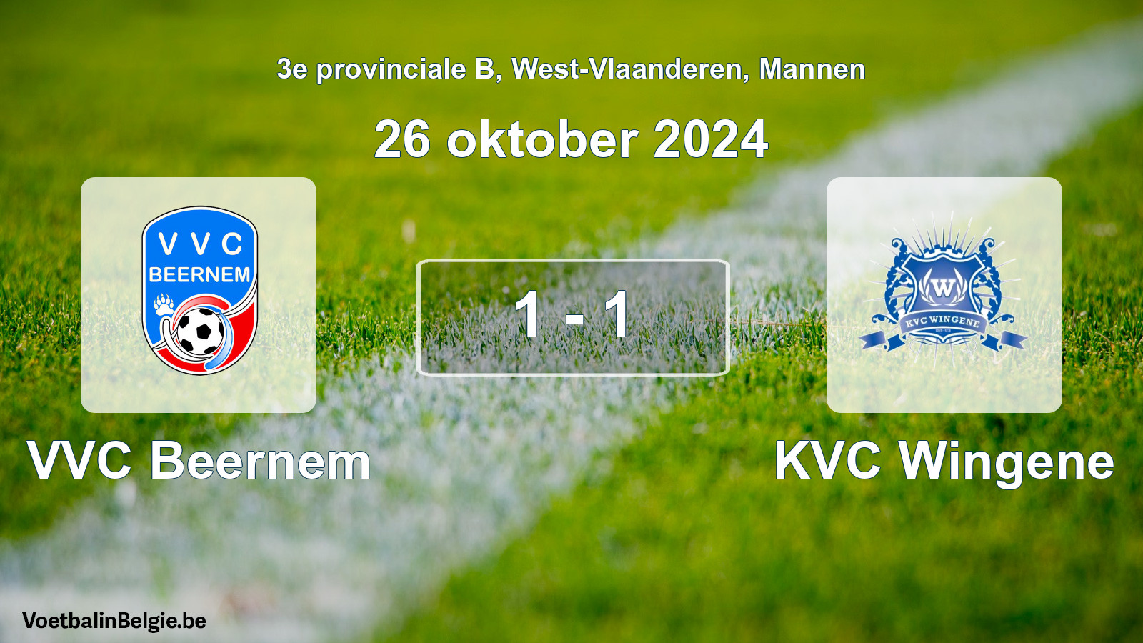 Gespeelde wedstrijd mannenvoetbal: VVC Beernem - KVC Wingene 1 - 1 (26 oktober 2024)