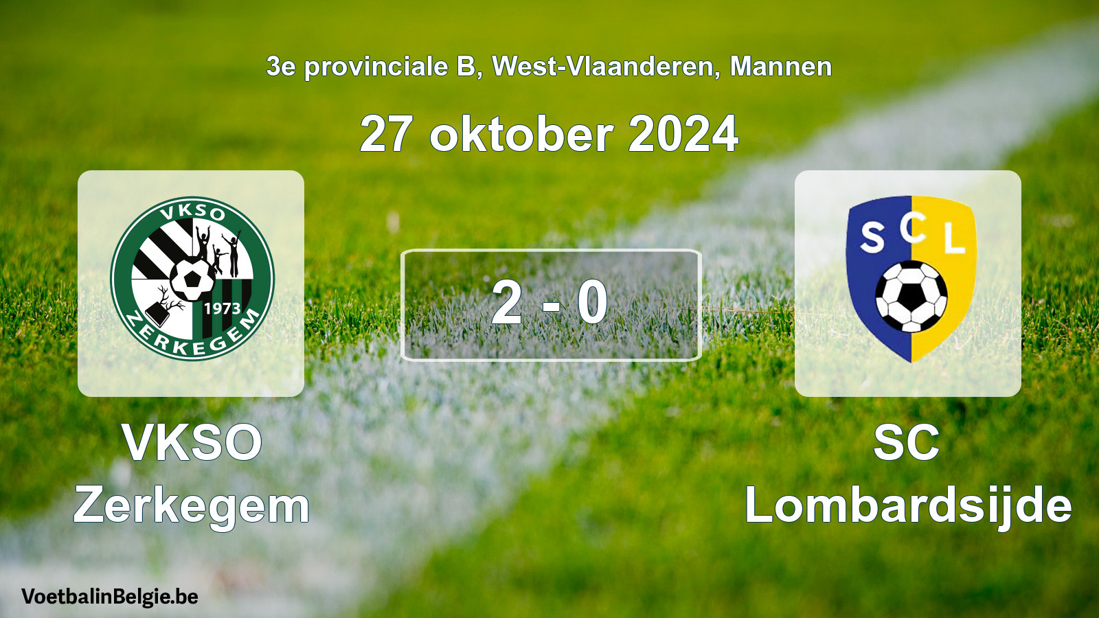 Gespeelde wedstrijd mannenvoetbal: VKSO Zerkegem - SC Lombardsijde 2 - 0 (27 oktober 2024)