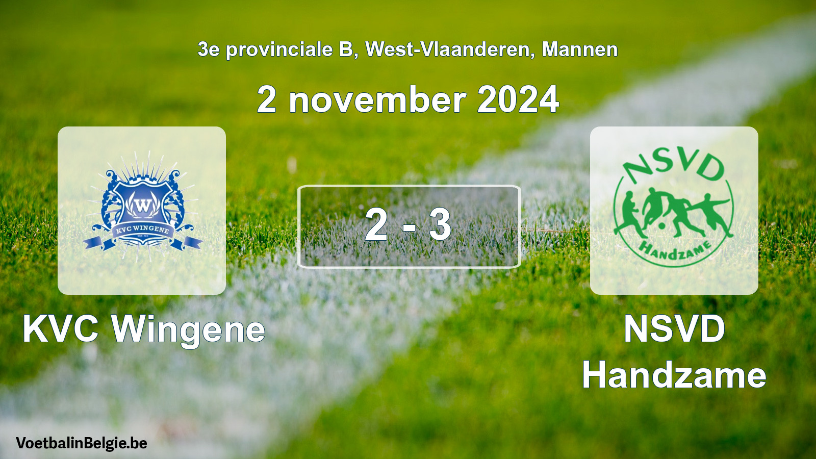 Gespeelde wedstrijd mannenvoetbal: KVC Wingene - NSVD Handzame 2 - 3 (2 november 2024)