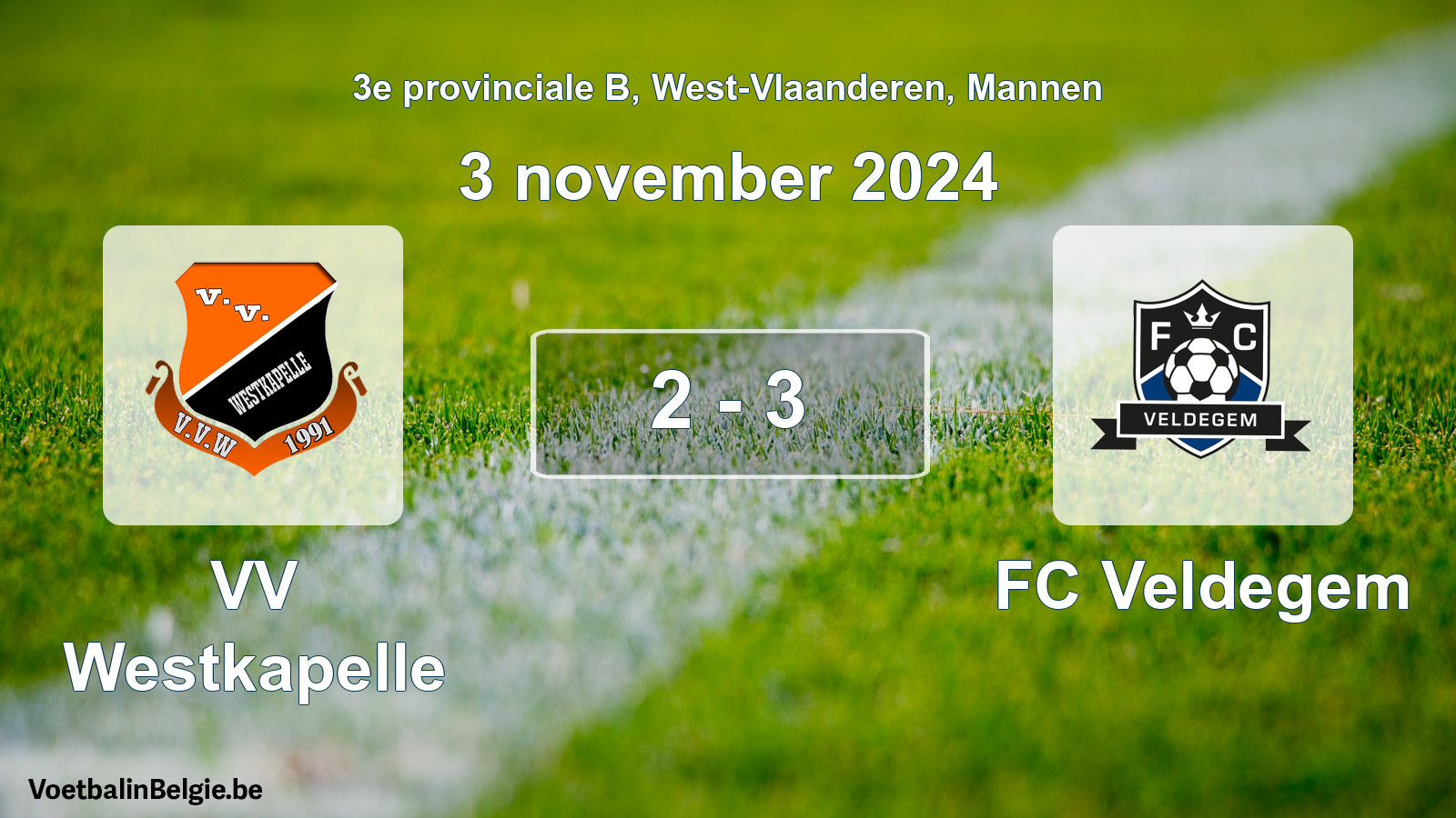 Gespeelde wedstrijd mannenvoetbal: VV Westkapelle - FC Veldegem 2 - 3 (3 november 2024)