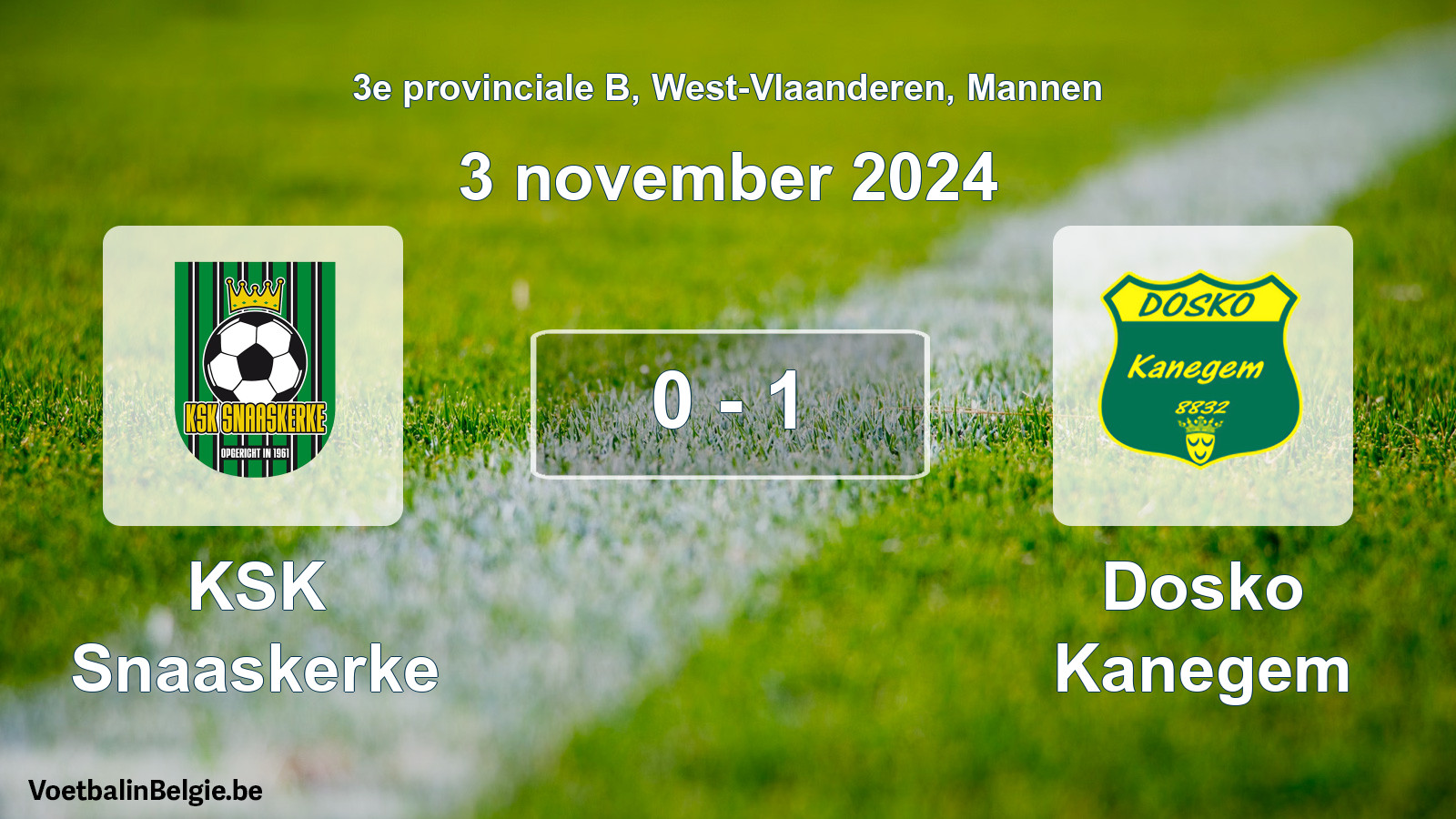 Gespeelde wedstrijd mannenvoetbal: KSK Snaaskerke - Dosko Kanegem 0 - 1 (3 november 2024)