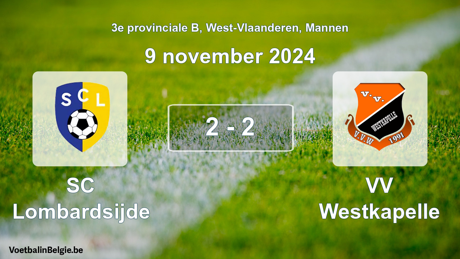 Gespeelde wedstrijd mannenvoetbal: SC Lombardsijde - VV Westkapelle 2 - 2 (9 november 2024)